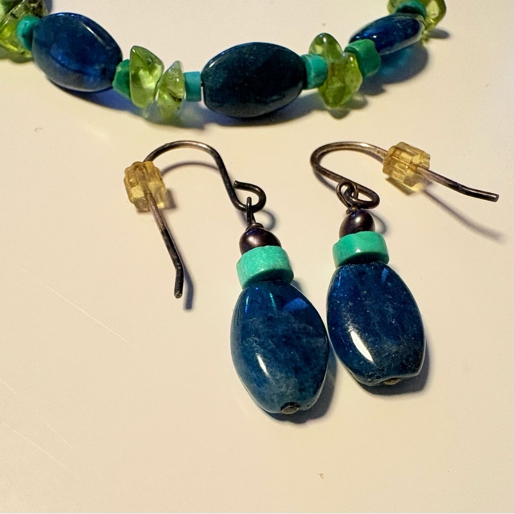 Blue and Green Stone Bead Jewelry Set